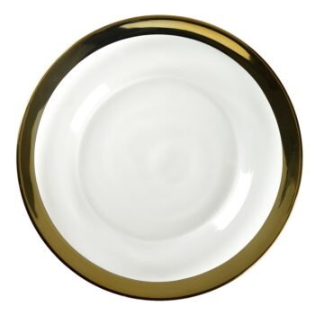 Прозрачная подставная тарелка с широким золотым кантом