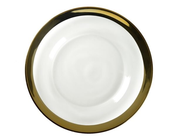 Прозрачная подставная тарелка с широким золотым кантом