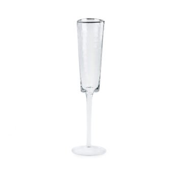 прозрачный бокал для шампанского с серебрянным ободком