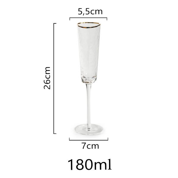 прозрачный бокал для шампанского в аренду для свадеб с серебрянным ободком размеры