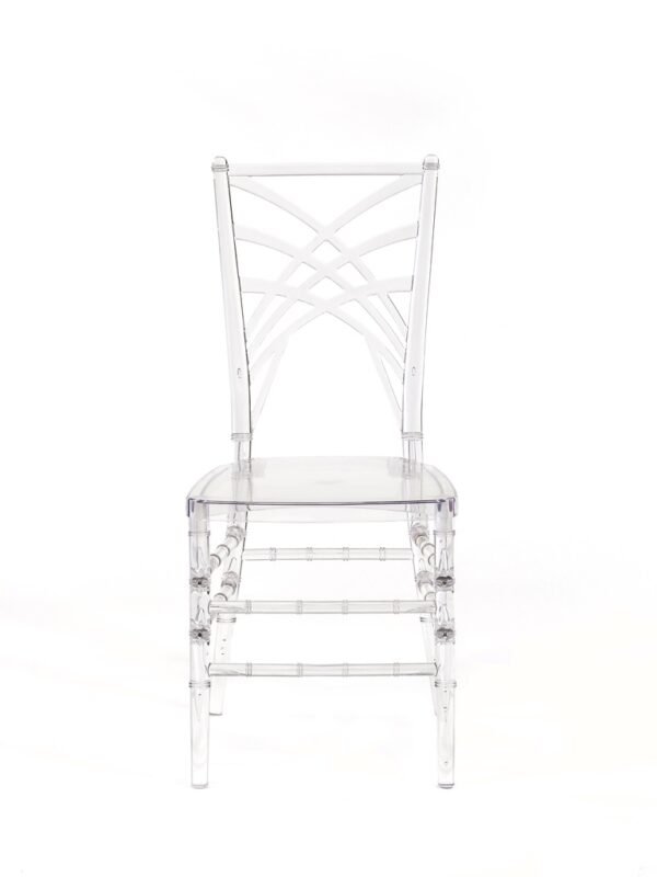 прозрачный стул кьявари с крестообразной спинкой в аренду для выездных церемоний и свадеб