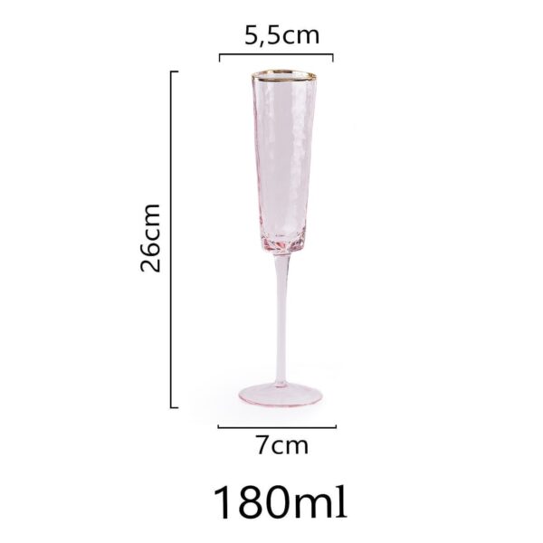 razmer rozovogo bokala dlja shampanskogo s zolotym kantom