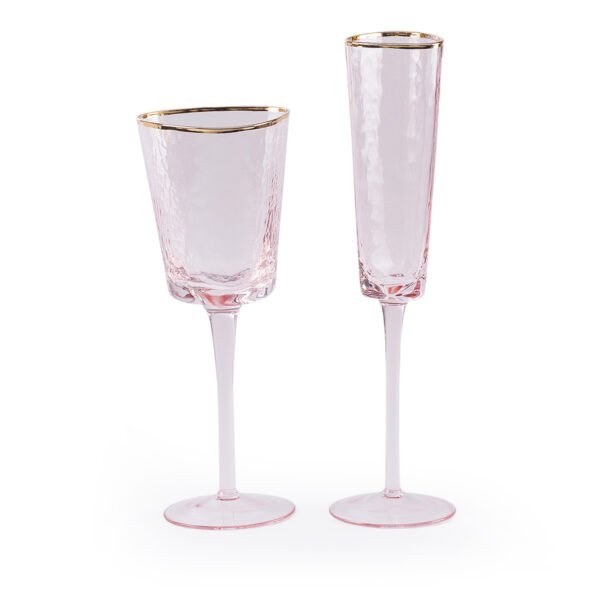 розовый треангел оленс бокал для шампанского и вина в аренду для праздников с золотым ободком