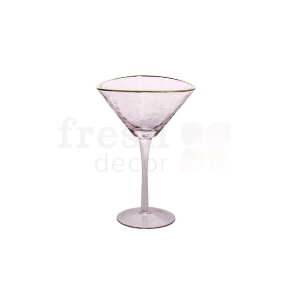 bokal dlja martini rozovogo cveta s zolotym kantikom
