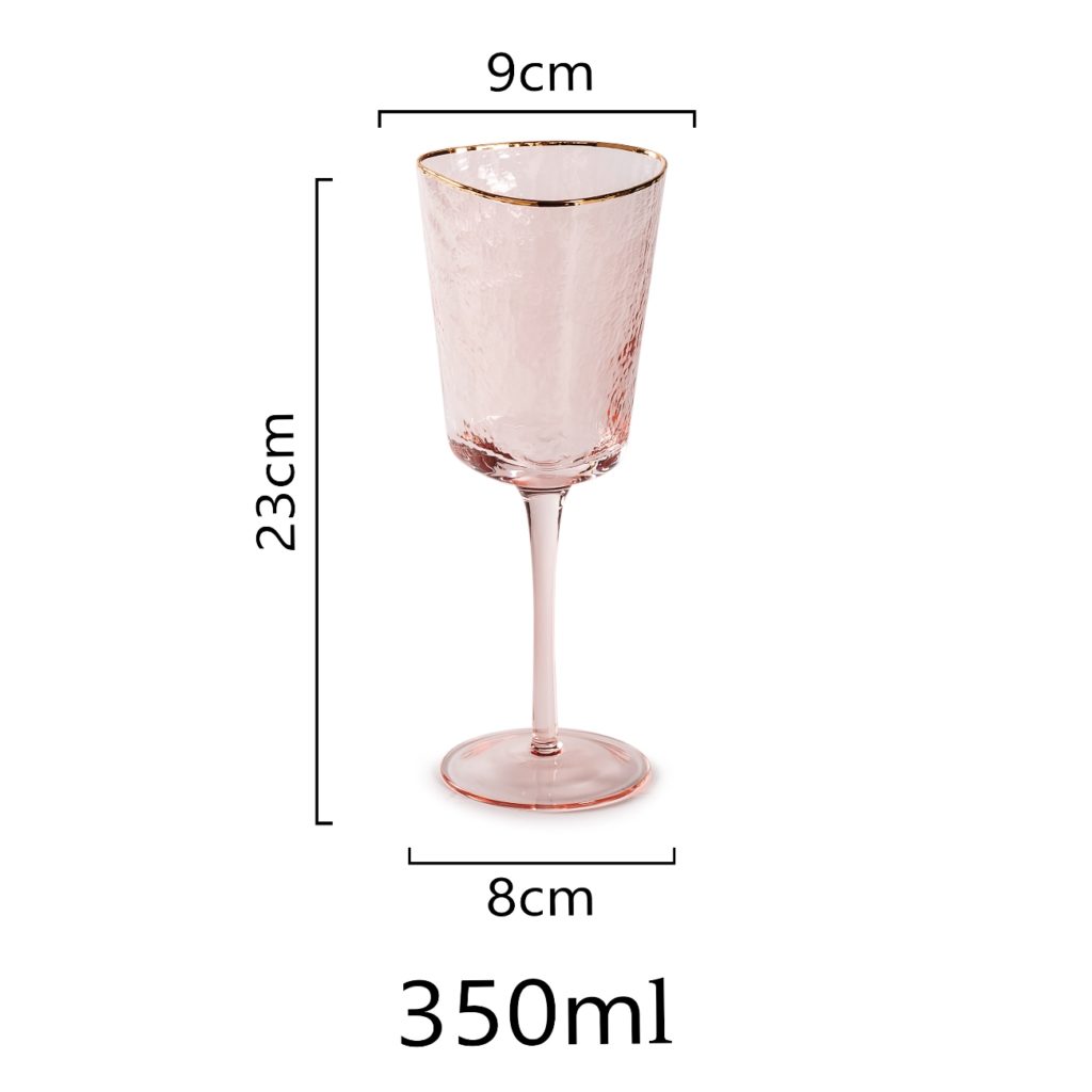 высота и размер бокала кораллово розового цвета для белого вина