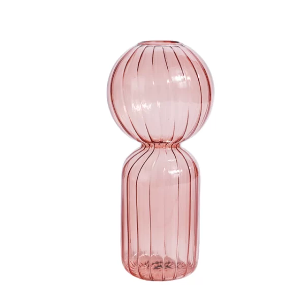 riflenaja vazochka cilindricheskaja s sharoobraznoj vershinoj limo izgotovlena iz stekla rozovogo cveta v stile minimalizma 1