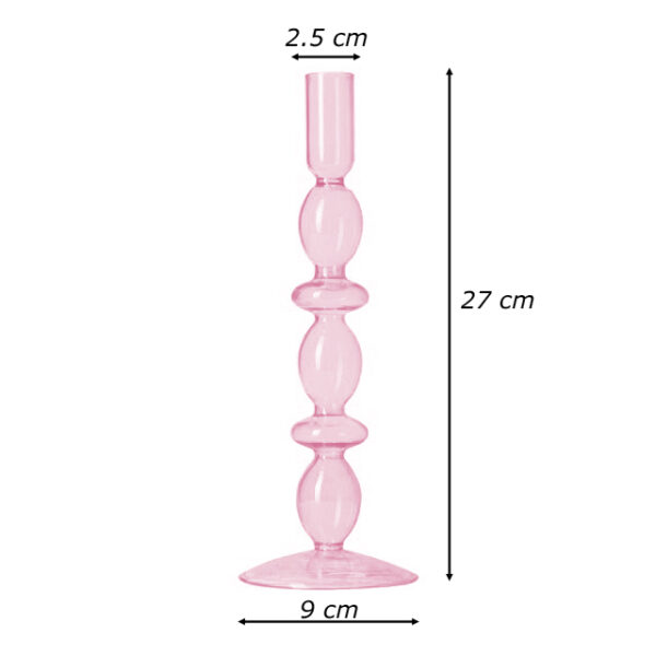 stekljannyj podsvechnik molde rozovogo cveta s razmerami