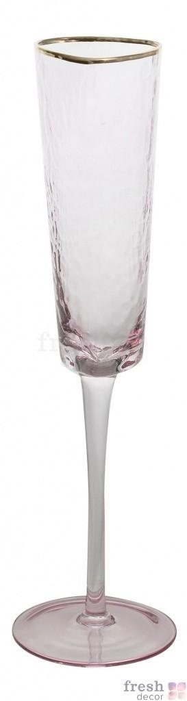 jevans dlja shampanskogo rozovye s moroznogo stekla s zolotym obodkom 1