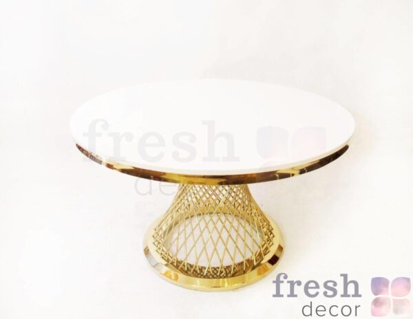 zolotoj kruglyjfurshetnyj stol diametrom 120 sm s beloj stoleshnicej 2